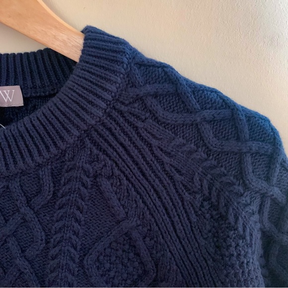 J. Crew Cotton Cable Knit Sweater Navy Blue XS - Picture 3 of 9